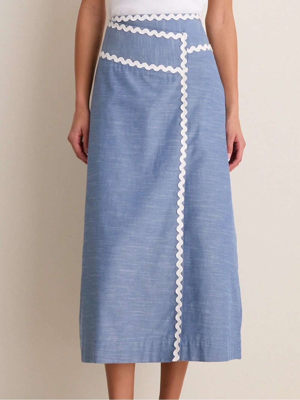 NWT TUCKERNUCK Chambray Ric Rac Marcy Maxi Skirt Size 10